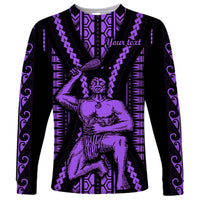 Custom Maori Fathers Day New Zealand Long Sleeve Shirt Aroha Ahau Ki A Koe Papa - Purple - Wonder Print Shop
