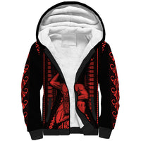 Maori Fathers Day New Zealand Sherpa Hoodie Aroha Ahau Ki A Koe Papa - Red - Wonder Print Shop