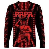 Custom Maori Fathers Day New Zealand Long Sleeve Shirt Aroha Ahau Ki A Koe Papa - Red - Wonder Print Shop