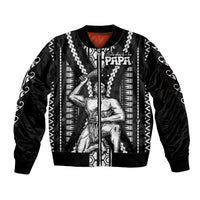 Maori Fathers Day New Zealand Sleeve Zip Bomber Jacket Aroha Ahau Ki A Koe Papa - Black - Wonder Print Shop