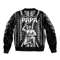 Maori Fathers Day New Zealand Sleeve Zip Bomber Jacket Aroha Ahau Ki A Koe Papa - Black - Wonder Print Shop