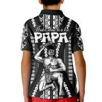 Custom Maori Fathers Day New Zealand Kid Polo Shirt Aroha Ahau Ki A Koe Papa - Black - Wonder Print Shop