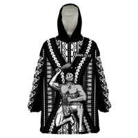 Custom Maori Fathers Day New Zealand Wearable Blanket Hoodie Aroha Ahau Ki A Koe Papa - Black - Wonder Print Shop