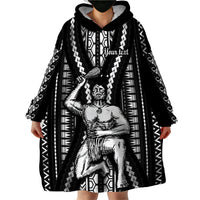 Custom Maori Fathers Day New Zealand Wearable Blanket Hoodie Aroha Ahau Ki A Koe Papa - Black - Wonder Print Shop