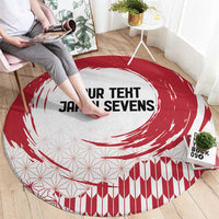 Custom Japan Sevens Round Carpet Japanese Rising Sun with Hemp Leaf Pattern