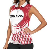 Custom Japan Sevens Women Sleeveless Polo Shirt Japanese Rising Sun with Hemp Leaf Pattern - Wonder Print Shop