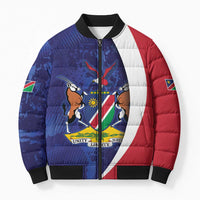 Namibia Cricket Custom Bomber Puffer Jacket Coat of arms Namibian Pattern - Wonder Print Shop