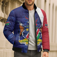 Namibia Cricket Custom Bomber Puffer Jacket Coat of arms Namibian Pattern - Wonder Print Shop