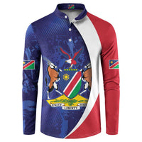 Namibia Cricket Custom Button Sweatshirt Coat of arms Namibian Pattern - Wonder Print Shop
