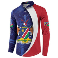 Namibia Cricket Custom Button Sweatshirt Coat of arms Namibian Pattern - Wonder Print Shop