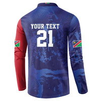 Namibia Cricket Custom Button Sweatshirt Coat of arms Namibian Pattern - Wonder Print Shop