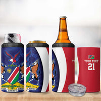 Namibia Cricket Custom 4 in 1 Can Cooler Tumbler Coat of arms Namibian Pattern - Wonder Print Shop