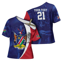 Namibia Cricket Custom Cross Shoulder Shirt Coat of arms Namibian Pattern - Wonder Print Shop