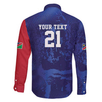 Namibia Cricket Custom Family Matching Long Sleeve Bodycon Dress and Hawaiian Shirt Coat of arms Namibian Pattern - Wonder Print Shop