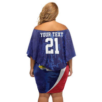 Namibia Cricket Custom Family Matching Off Shoulder Short Dress and Hawaiian Shirt Coat of arms Namibian Pattern - Wonder Print Shop