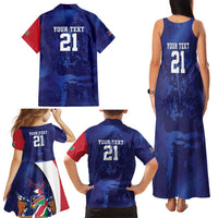 Namibia Cricket Custom Family Matching Tank Maxi Dress and Hawaiian Shirt Coat of arms Namibian Pattern - Wonder Print Shop