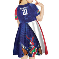 Namibia Cricket Custom Kid Short Sleeve Dress Coat of arms Namibian Pattern - Wonder Print Shop