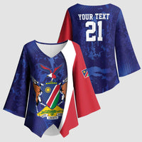 Namibia Cricket Custom Kimono Sleeve Blouse Coat of arms Namibian Pattern - Wonder Print Shop