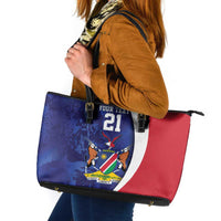 Namibia Cricket Custom Leather Tote Bag Coat of arms Namibian Pattern - Wonder Print Shop