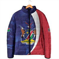 Namibia Cricket Custom Padded Jacket Coat of arms Namibian Pattern - Wonder Print Shop