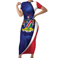 Namibia Cricket Custom Short Sleeve Bodycon Dress Coat of arms Namibian Pattern - Wonder Print Shop