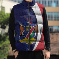 Namibia Cricket Custom Sleeveless Puffer Jacket Coat of arms Namibian Pattern - Wonder Print Shop