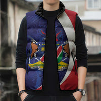 Namibia Cricket Custom Sleeveless Puffer Jacket Coat of arms Namibian Pattern - Wonder Print Shop