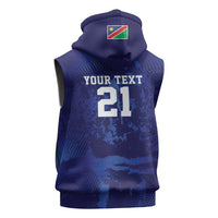 Namibia Cricket Custom Sleeveless Zip Hoodie Coat of arms Namibian Pattern - Wonder Print Shop