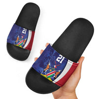Namibia Cricket Custom Slide Sandals Coat of arms Namibian Pattern - Wonder Print Shop