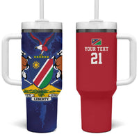 Namibia Cricket Custom Tumbler With Handle Coat of arms Namibian Pattern - Wonder Print Shop