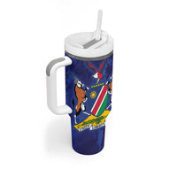 Namibia Cricket Custom Tumbler With Handle Coat of arms Namibian Pattern - Wonder Print Shop
