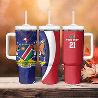 Namibia Cricket Custom Tumbler With Handle Coat of arms Namibian Pattern - Wonder Print Shop