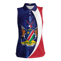 Namibia Cricket Custom Women Sleeveless Polo Shirt Coat of arms Namibian Pattern - Wonder Print Shop