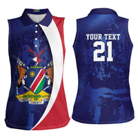 Namibia Cricket Custom Women Sleeveless Polo Shirt Coat of arms Namibian Pattern - Wonder Print Shop