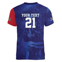 Namibia Cricket Custom Women V-Neck T-Shirt Coat of arms Namibian Pattern - Wonder Print Shop