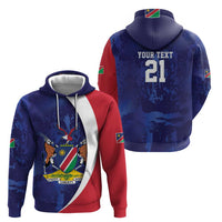 Namibia Cricket Custom Zip Hoodie Coat of arms Namibian Pattern - Wonder Print Shop