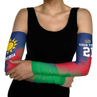Namibia Cricket Custom Arm Sleeves Namibian Gold Sun Flag Motif - Wonder Print Shop