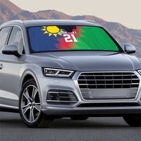 Namibia Cricket Custom Auto Sun Shade Namibian Gold Sun Flag Motif - Wonder Print Shop