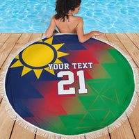 Namibia Cricket Custom Beach Blanket Namibian Gold Sun Flag Motif - Wonder Print Shop