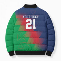 Namibia Cricket Custom Bomber Puffer Jacket Namibian Gold Sun Flag Motif - Wonder Print Shop