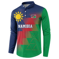Namibia Cricket Custom Button Sweatshirt Namibian Gold Sun Flag Motif - Wonder Print Shop