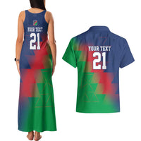 Namibia Cricket Custom Couples Matching Tank Maxi Dress and Hawaiian Shirt Namibian Gold Sun Flag Motif - Wonder Print Shop