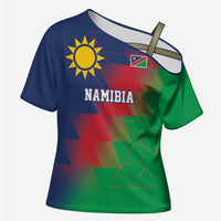 Namibia Cricket Custom Cross Shoulder Shirt Namibian Gold Sun Flag Motif - Wonder Print Shop