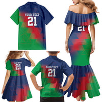 Namibia Cricket Custom Family Matching Mermaid Dress and Hawaiian Shirt Namibian Gold Sun Flag Motif - Wonder Print Shop
