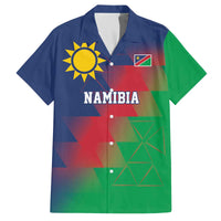 Namibia Cricket Custom Family Matching Off The Shoulder Long Sleeve Dress and Hawaiian Shirt Namibian Gold Sun Flag Motif - Wonder Print Shop