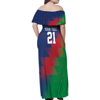 Namibia Cricket Custom Family Matching Off Shoulder Maxi Dress and Hawaiian Shirt Namibian Gold Sun Flag Motif - Wonder Print Shop
