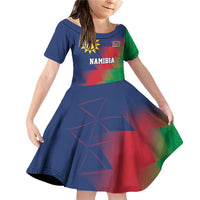 Namibia Cricket Custom Family Matching Off Shoulder Short Dress and Hawaiian Shirt Namibian Gold Sun Flag Motif - Wonder Print Shop