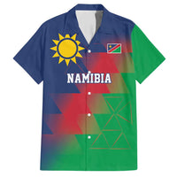 Namibia Cricket Custom Family Matching Off Shoulder Short Dress and Hawaiian Shirt Namibian Gold Sun Flag Motif - Wonder Print Shop