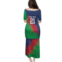 Namibia Cricket Custom Family Matching Puletasi and Hawaiian Shirt Namibian Gold Sun Flag Motif - Wonder Print Shop