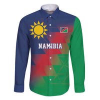 Namibia Cricket Custom Family Matching Short Sleeve Bodycon Dress and Hawaiian Shirt Namibian Gold Sun Flag Motif - Wonder Print Shop